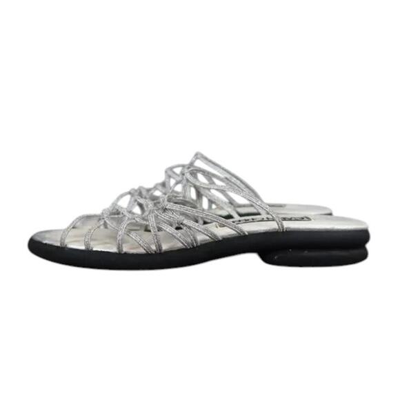 Cabin Creek Shoes Womens 6 Sandal Fashion Slip On Strappy Metallic Elastic Retro - Picture 4 of 11